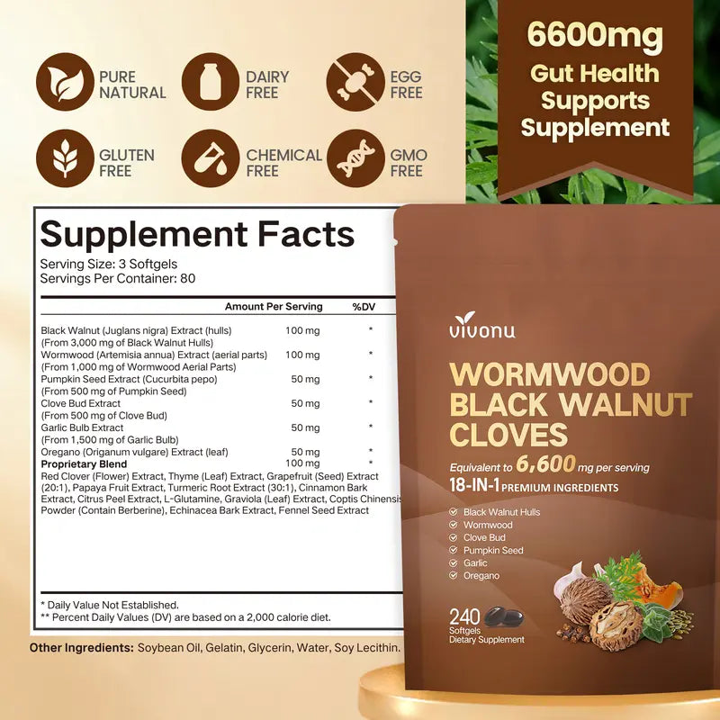 Wormwood Black Walnut Cloves Capsules